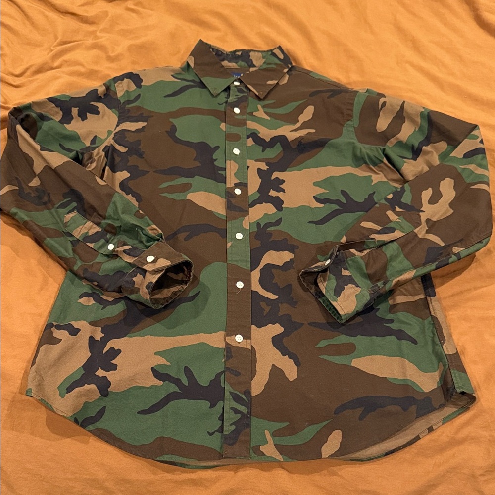 Polo Ralph Lauren Classic Fit Green Camouflage Button-Down Shirt L